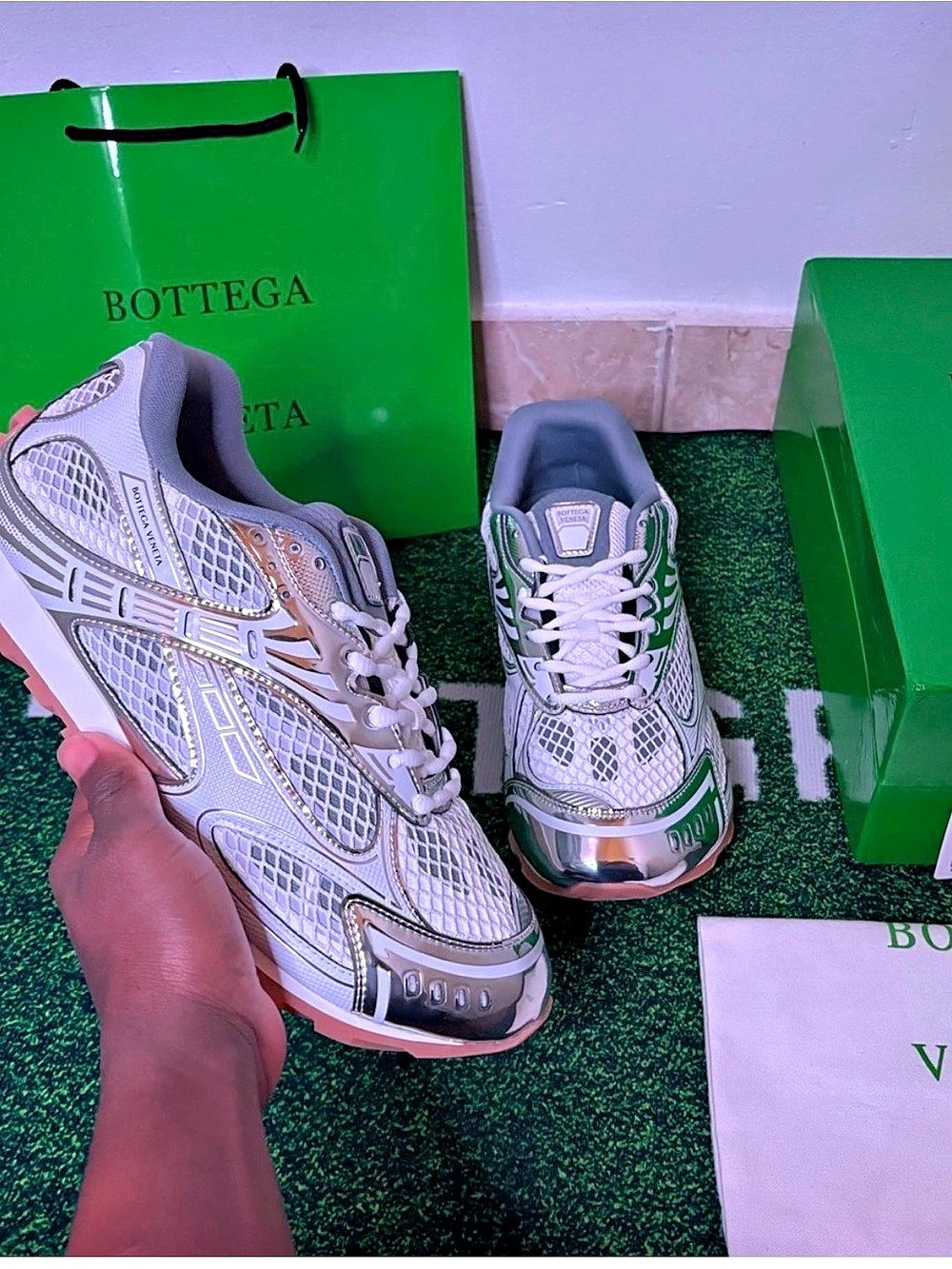Bottega Veneta Orbit Sneakers White & Gray